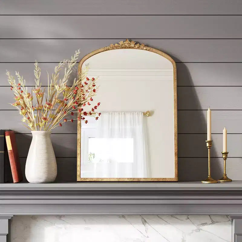 Miroir mural décoratif doré 20x30 pouces - Cadre floral