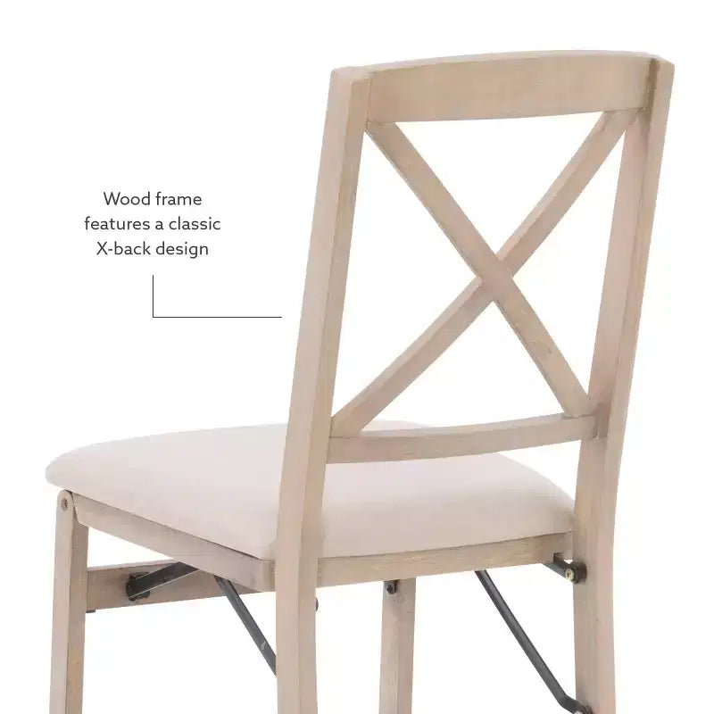 Lot de 2 chaises de salle à manger pliantes à dossier en X – Gris délavé