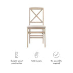 Lot de 2 chaises de salle à manger pliantes à dossier en X – Gris délavé