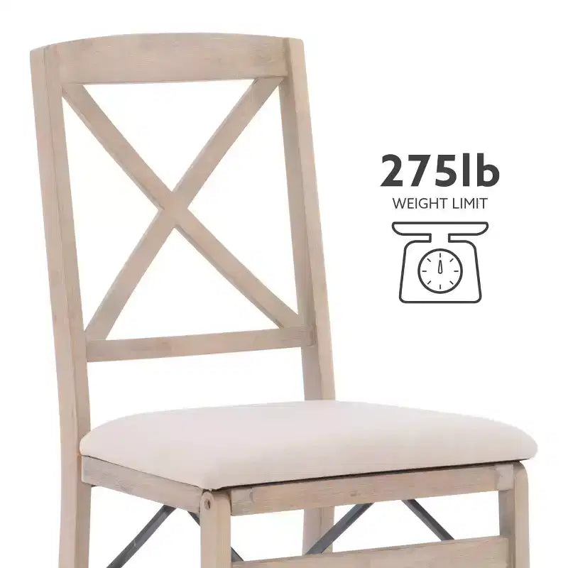 Lot de 2 chaises de salle à manger pliantes à dossier en X – Gris délavé