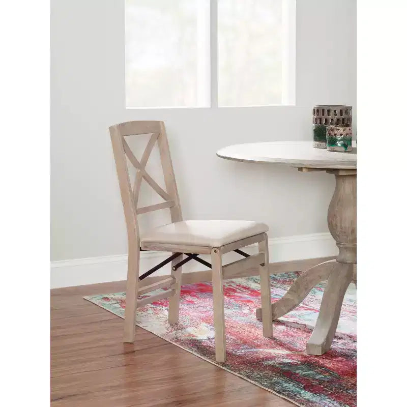 Lot de 2 chaises de salle à manger pliantes à dossier en X – Gris délavé