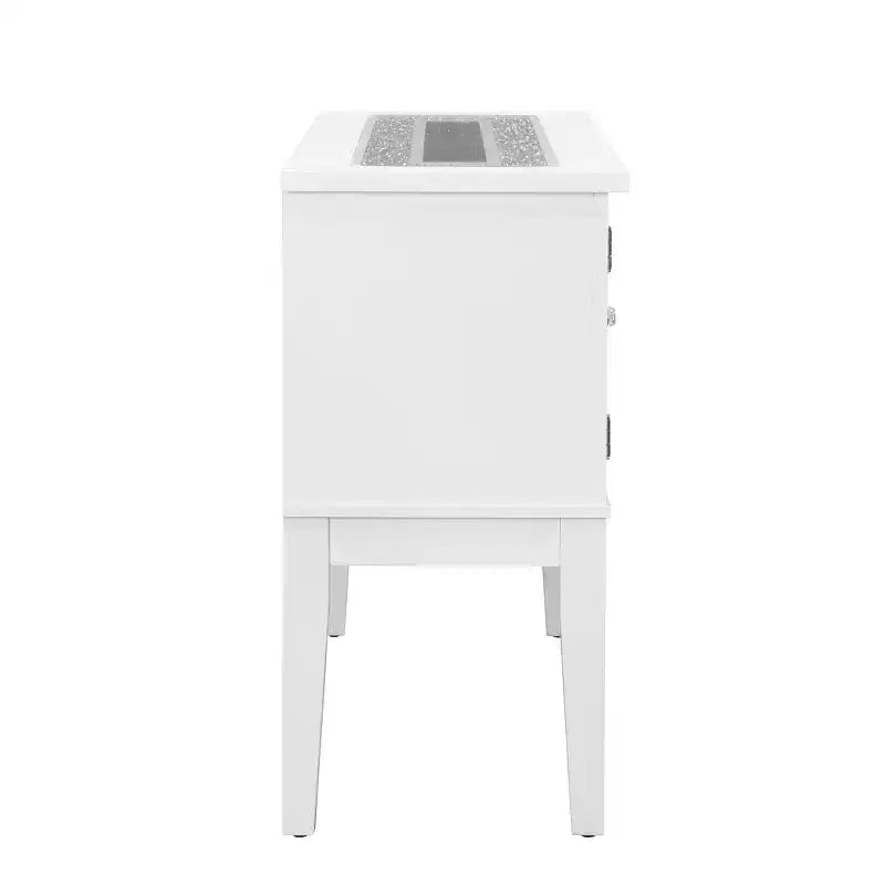 Meuble de salle à manger 48 po – Blanc laqué et similicristal