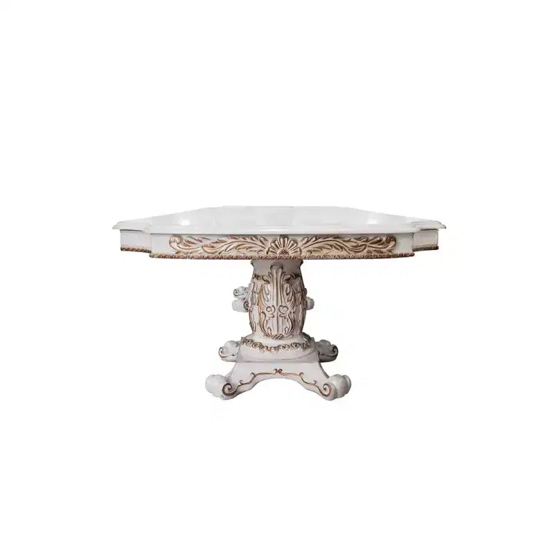 Table à manger double pied de 305 cm – Finition Perle Antique