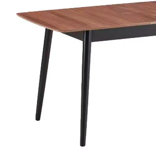 Table à manger extensible de 63 pouces – Bois naturel et noir, 6 places