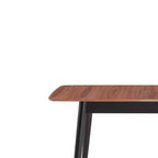 Table à manger extensible de 63 pouces – Bois naturel et noir, 6 places