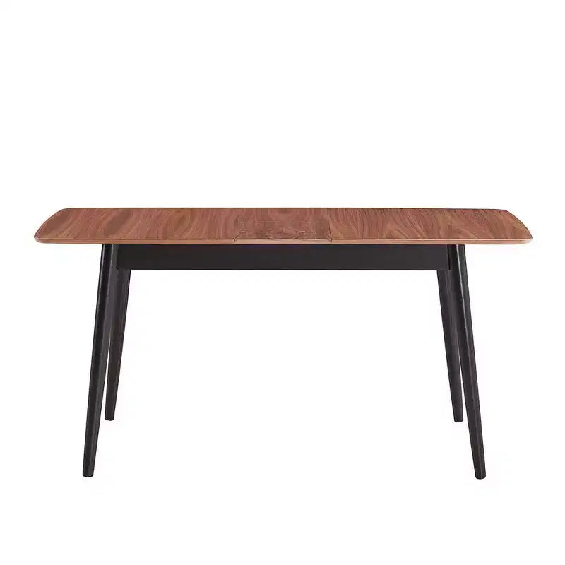 Table à manger extensible de 63 pouces – Bois naturel et noir, 6 places