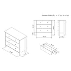 Commode à 3 tiroirs Fichte – Fini imitation marbre blanc