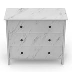 Commode à 3 tiroirs Fichte – Fini imitation marbre blanc