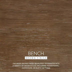 Banc rembourré bohème avec dossier en cannage, 52 pouces - Bois d'hévéa marron