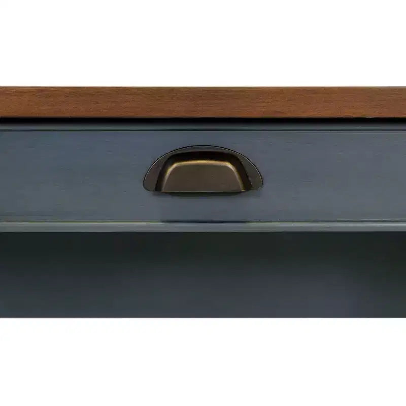 Bureau d'angle avec piédestal - Bleu, port USB et station de charge