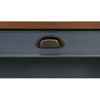 Bureau d'angle avec piédestal - Bleu, port USB et station de charge