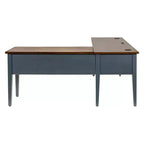 Bureau d'angle avec piédestal - Bleu, port USB et station de charge