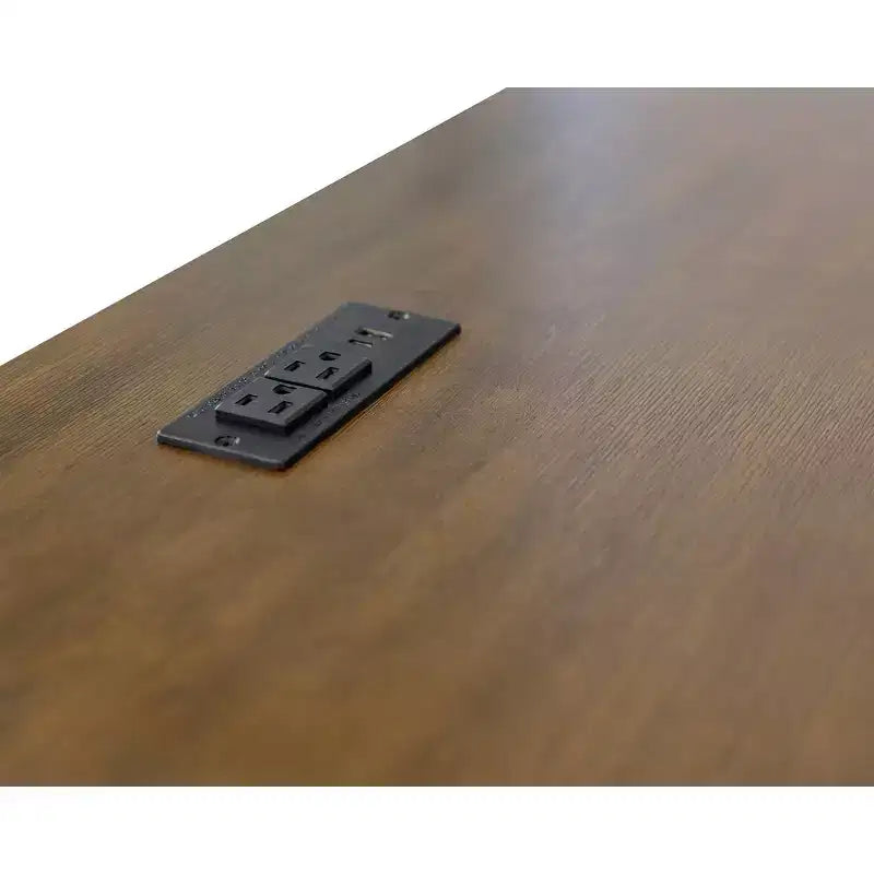 Bureau d'angle avec piédestal - Bleu, port USB et station de charge