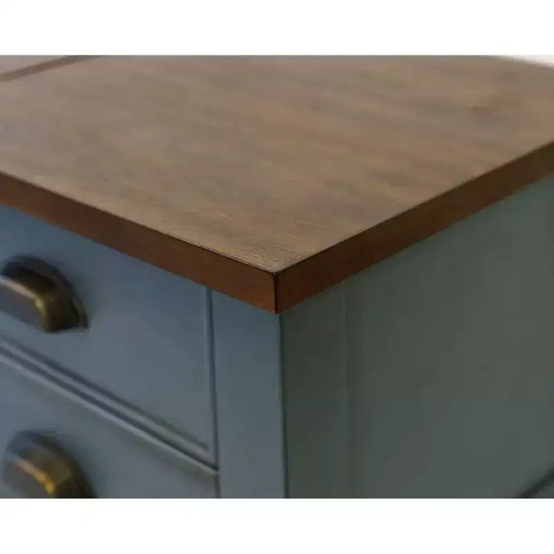 Bureau d'angle avec piédestal - Bleu, port USB et station de charge