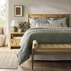 Tête de lit en bois pour lit sectionnel Queen Ogden – Placage brun naturel