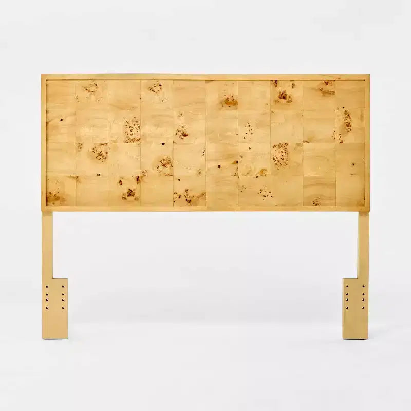 Tête de lit en bois pour lit sectionnel Queen Ogden – Placage brun naturel