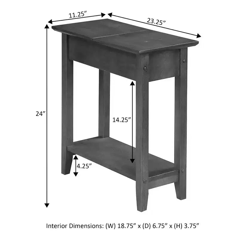 Table d'appoint Harper avec plateau rabattable et étagère inférieure – Noire