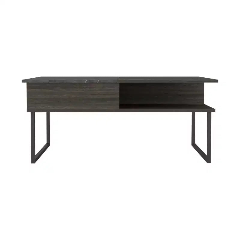 Table basse relevable Venise avec étagères ouvertes - Espresso