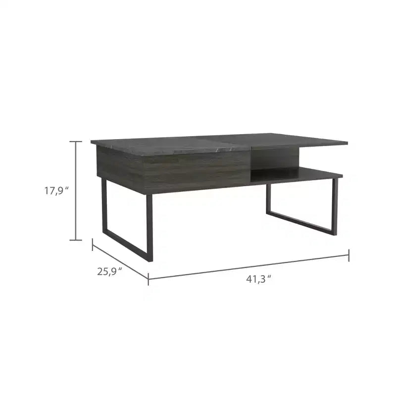 Table basse relevable Venise avec étagères ouvertes - Espresso