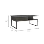 Table basse relevable Venise avec étagères ouvertes - Espresso
