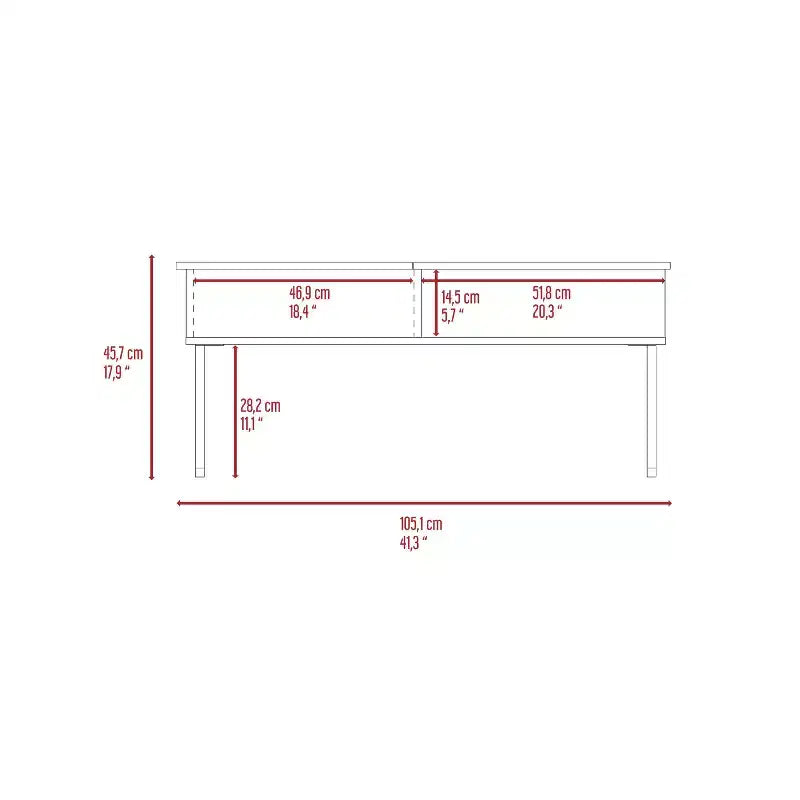 Table basse relevable Venise avec étagères ouvertes - Espresso
