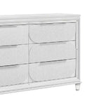 Commode 6 tiroirs de 64 pouces - Blanc Perle, assemblage à queue d'aronde