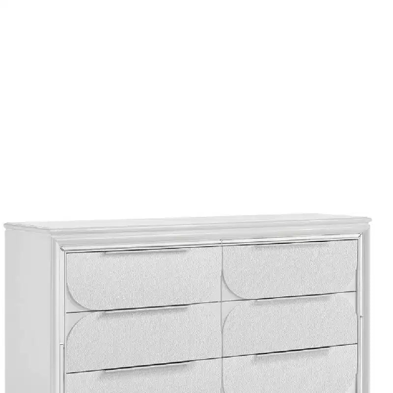 Commode 6 tiroirs de 64 pouces - Blanc Perle, assemblage à queue d'aronde