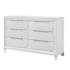 Commode 6 tiroirs de 64 pouces - Blanc Perle, assemblage à queue d'aronde