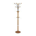 Ore International 73" Coat Rack Metal/Oak Wood: 5 Hooks, Freestanding, Easy Adult Assembly