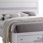 Lit plateforme de rangement Queen de 84 pouces – Fini blanc lustré
