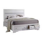 Lit plateforme de rangement Queen de 84 pouces – Fini blanc lustré
