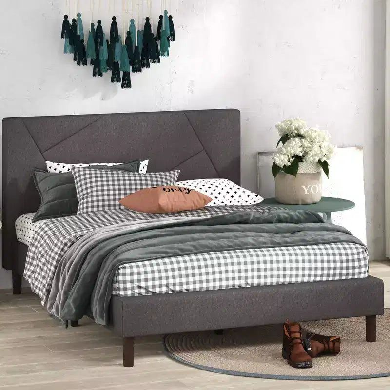 Judy Upholstered Platform Bed Frame Gray - Zinus