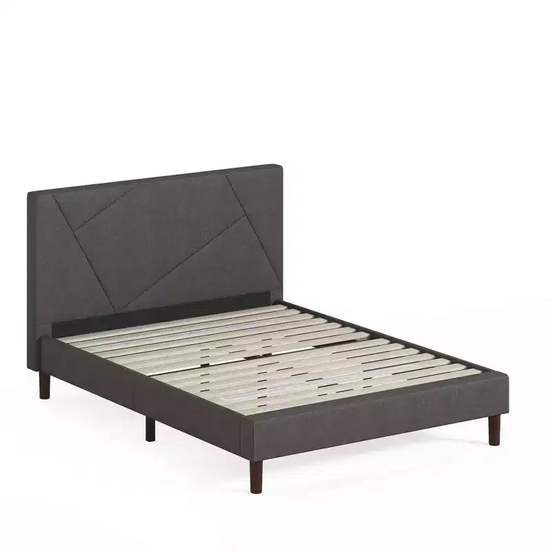 Cadre de lit plateforme rembourré Judy – Gris, capacité de 317 kg