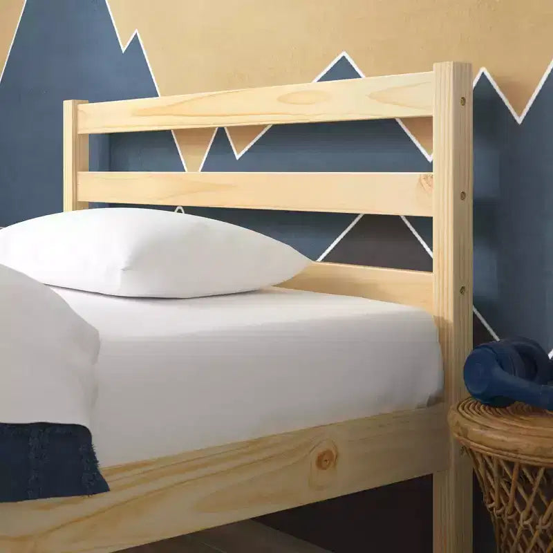 Cadre de lit plateforme en bois Robin avec tête de lit - Naturel, Simple