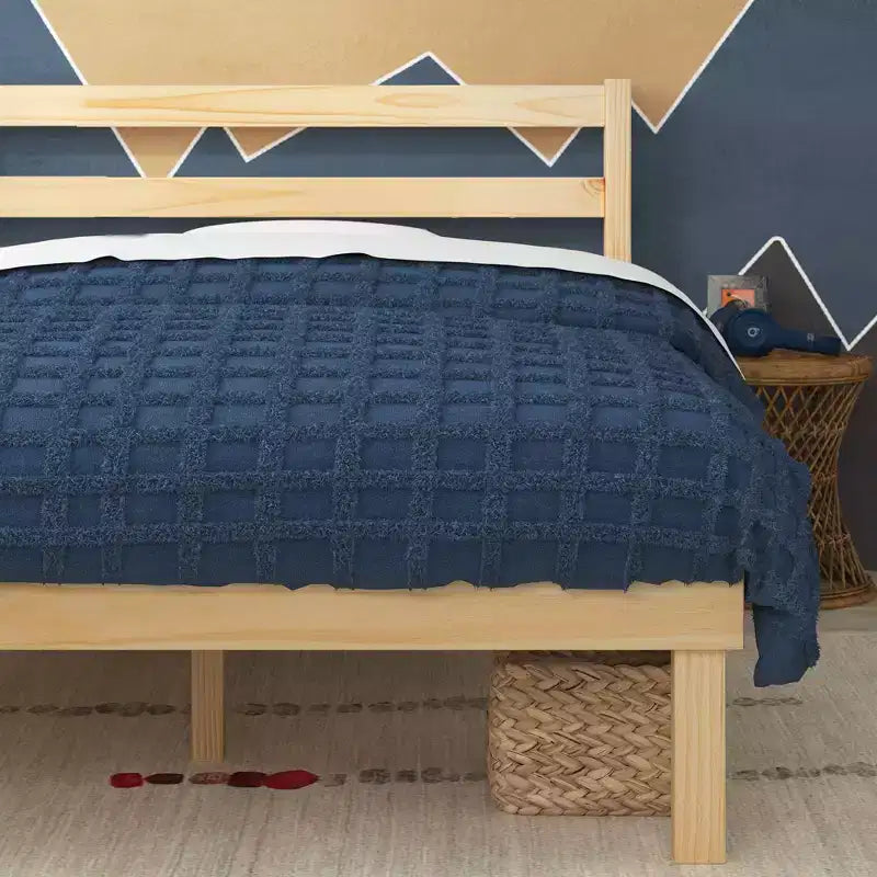 Cadre de lit plateforme en bois Robin avec tête de lit - Naturel, Simple