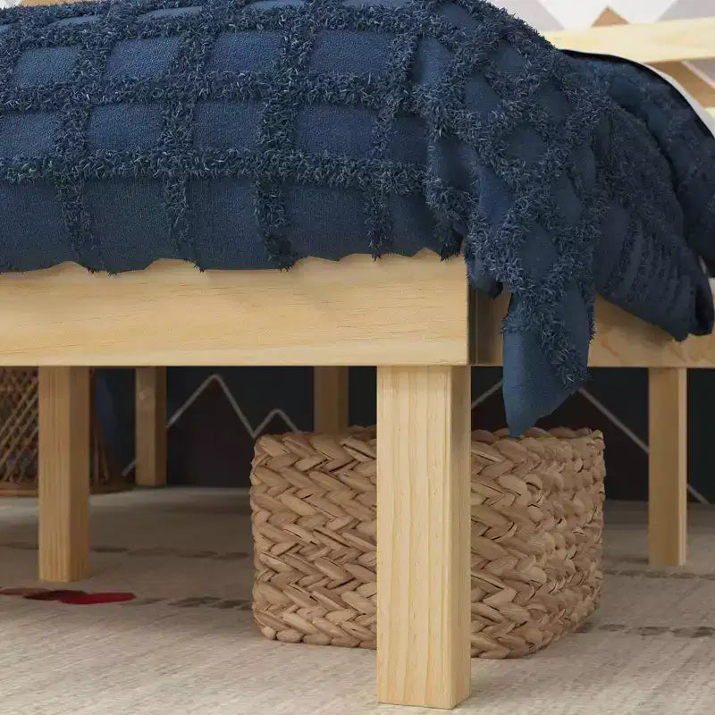 Cadre de lit plateforme en bois Robin avec tête de lit - Naturel, Simple