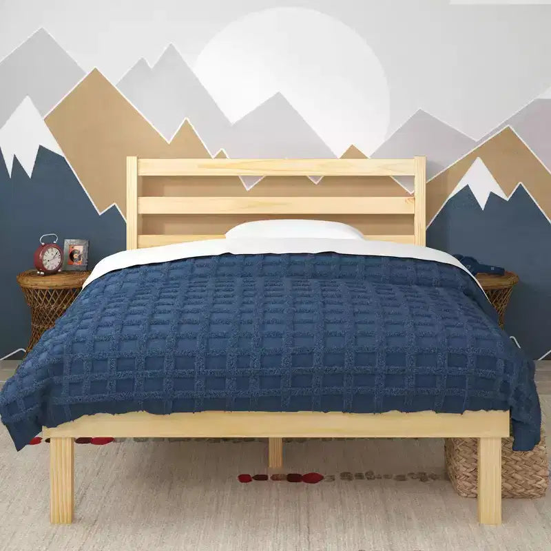 Cadre de lit plateforme en bois Robin avec tête de lit - Naturel, Simple