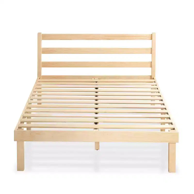 Cadre de lit plateforme en bois Robin avec tête de lit - Naturel, Simple