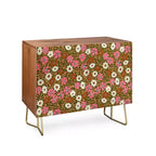 Bahut Jirra Floral Olive Noyer - 2 portes, tablette réglable