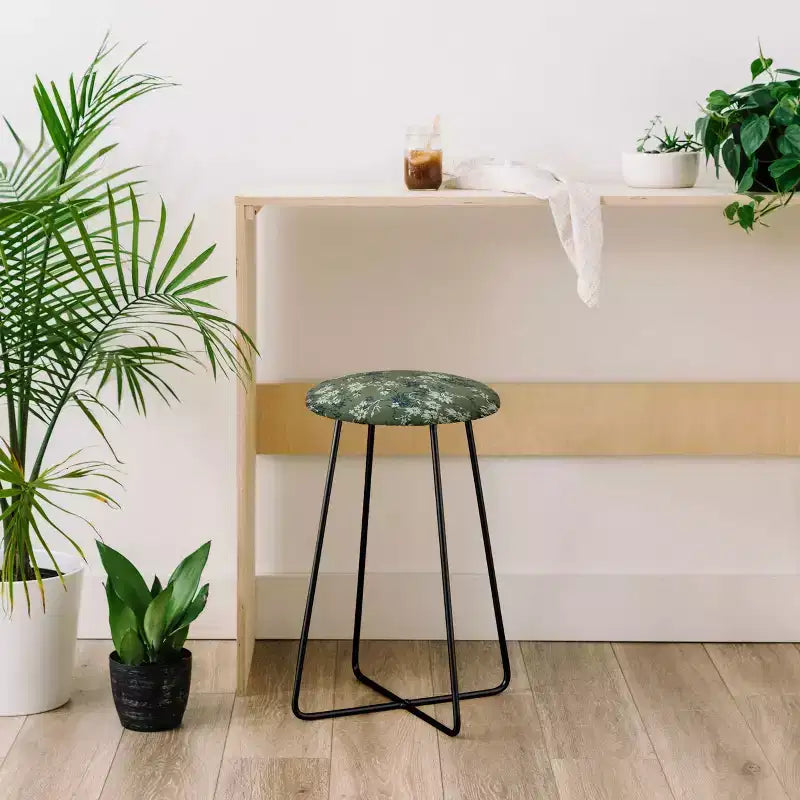 Tabouret de comptoir rond Florada - Structure en acier, similicuir, 63,5 cm