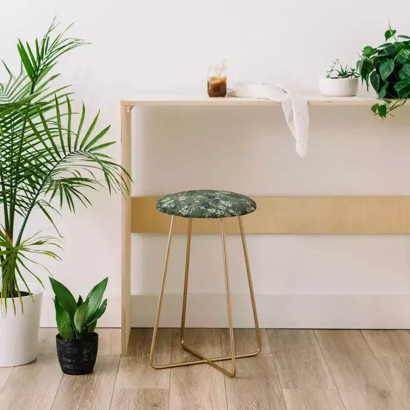 Tabouret de comptoir rond Florada - Structure en acier, similicuir, 63,5 cm