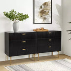 Ensemble de 2 tables de chevet Brian avec 3 tiroirs – Noir