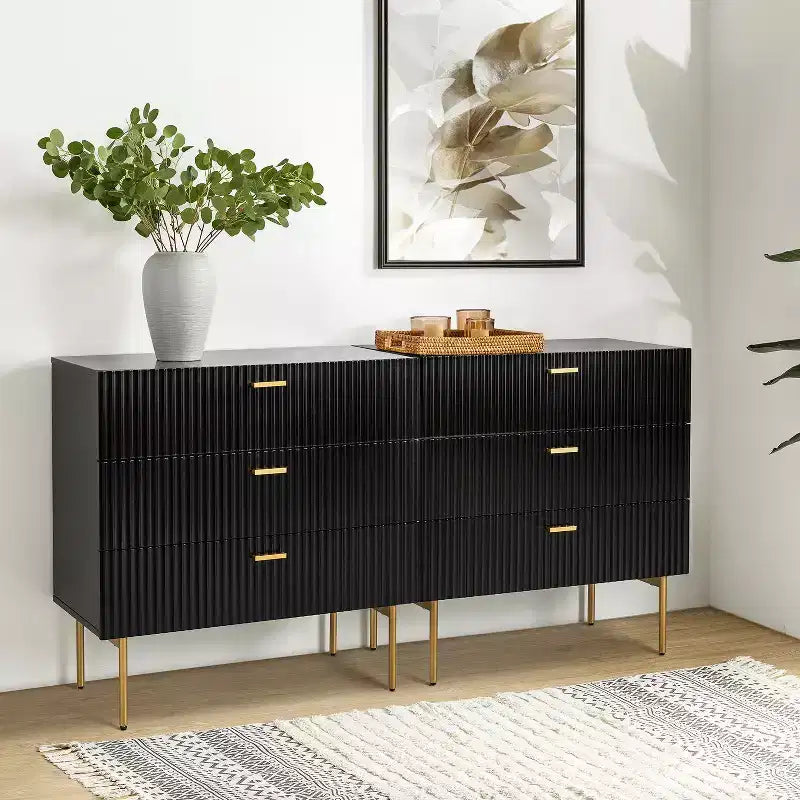 Ensemble de 2 tables de chevet Brian avec 3 tiroirs – Noir