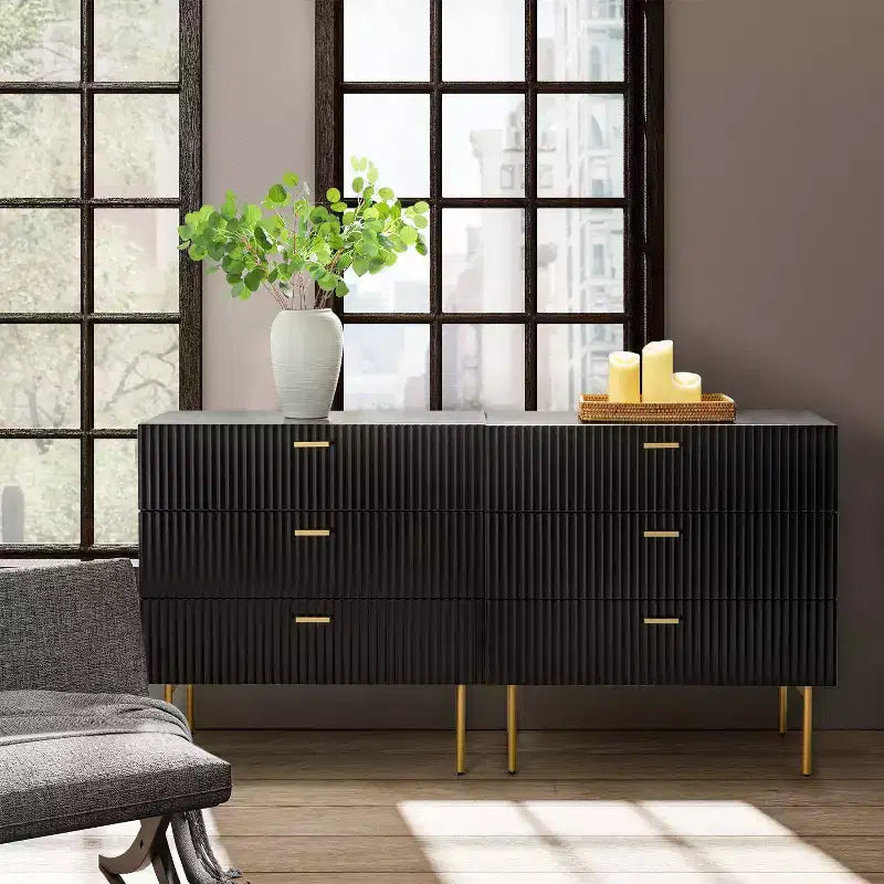 Ensemble de 2 tables de chevet Brian avec 3 tiroirs – Noir