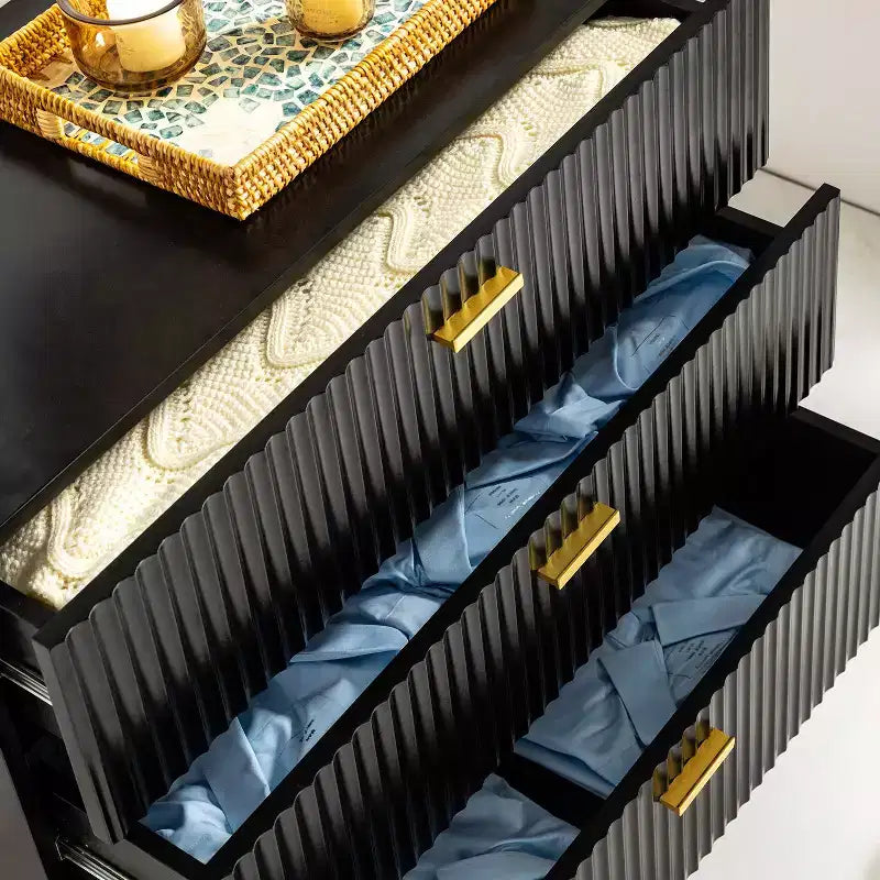 Ensemble de 2 tables de chevet Brian avec 3 tiroirs – Noir
