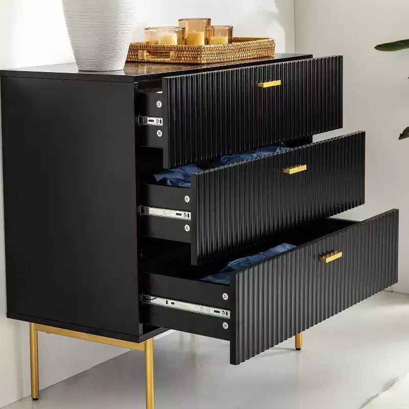 Ensemble de 2 tables de chevet Brian avec 3 tiroirs – Noir