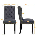 Lot de 2 chaises de salle à manger capitonnées avec clous décoratifs