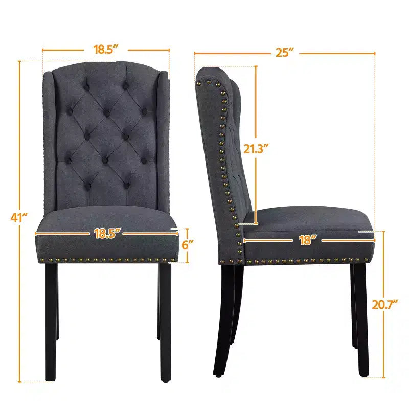 Lot de 2 chaises de salle à manger capitonnées avec clous décoratifs