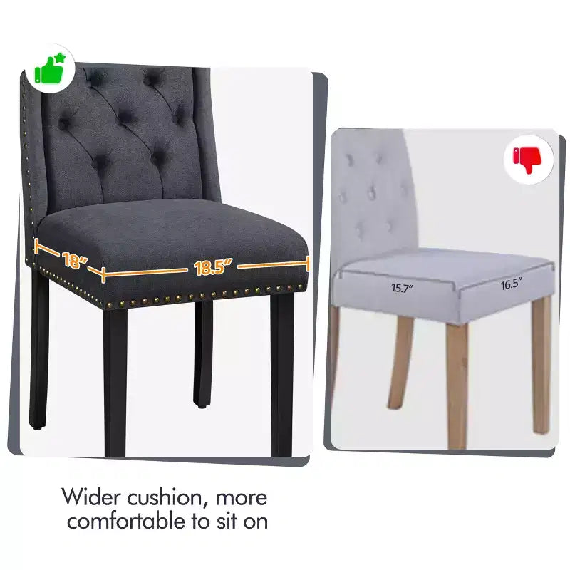 Lot de 2 chaises de salle à manger capitonnées avec clous décoratifs