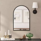 Miroir Mural Cadre Métal Arc - 76x51 cm, Argent Moderne